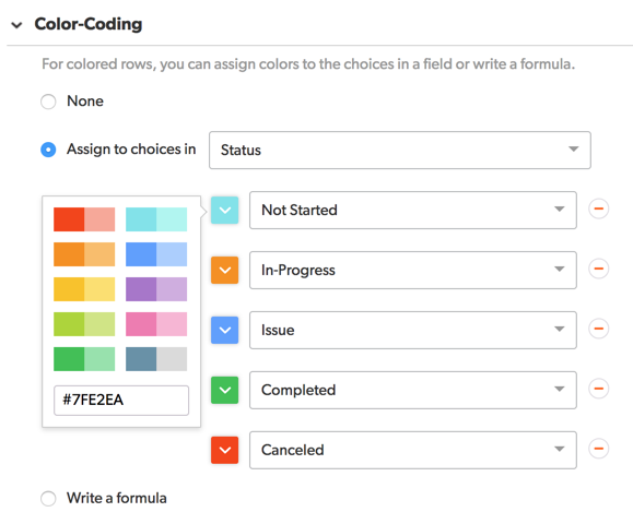 color picker for color-coding reports