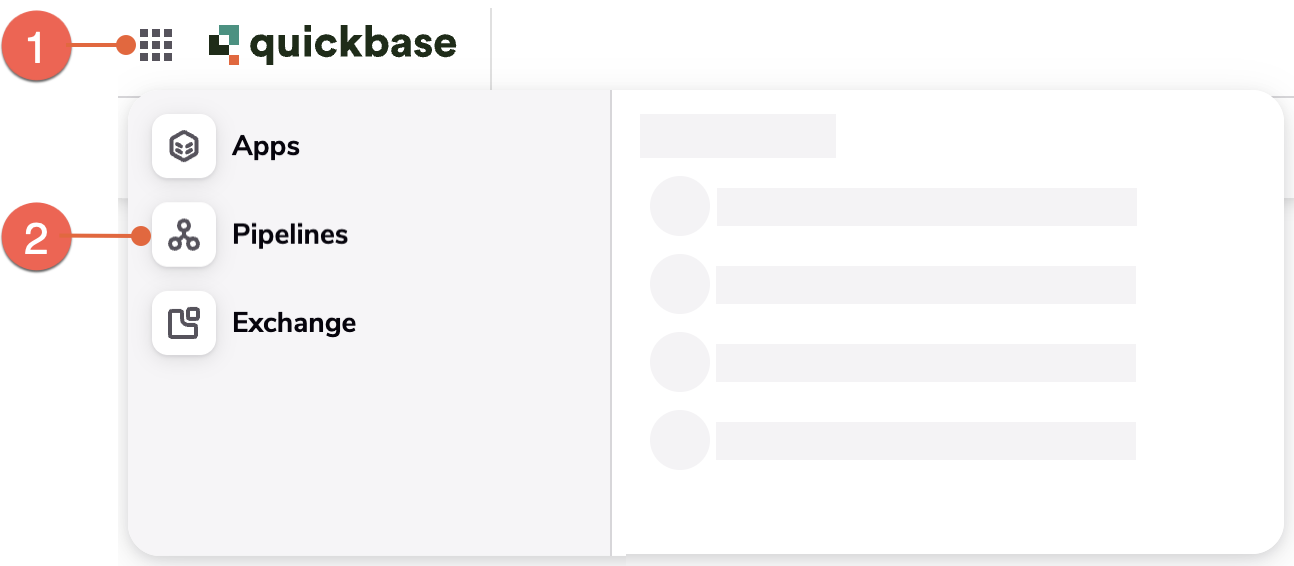 Navigating to the Pipelines page from the global navigation menu